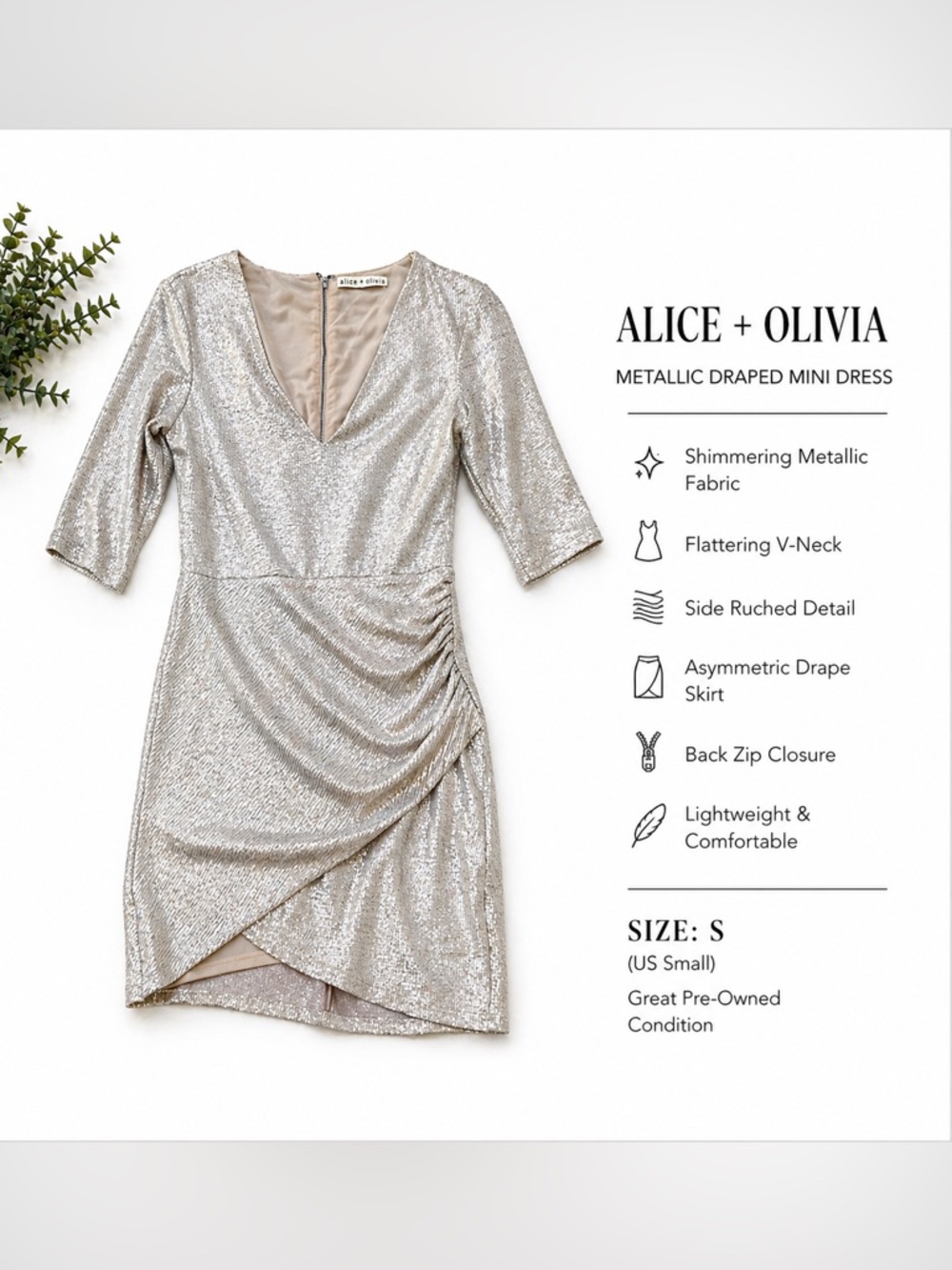 Alice + Olivia Silver Mini Dress